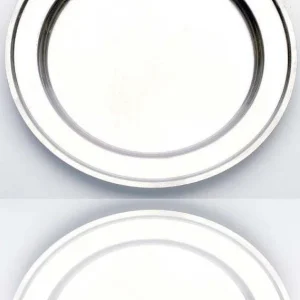 Vassoio Piatto Tondo Acciaio Inox Portata Cucina Diametro 32cm