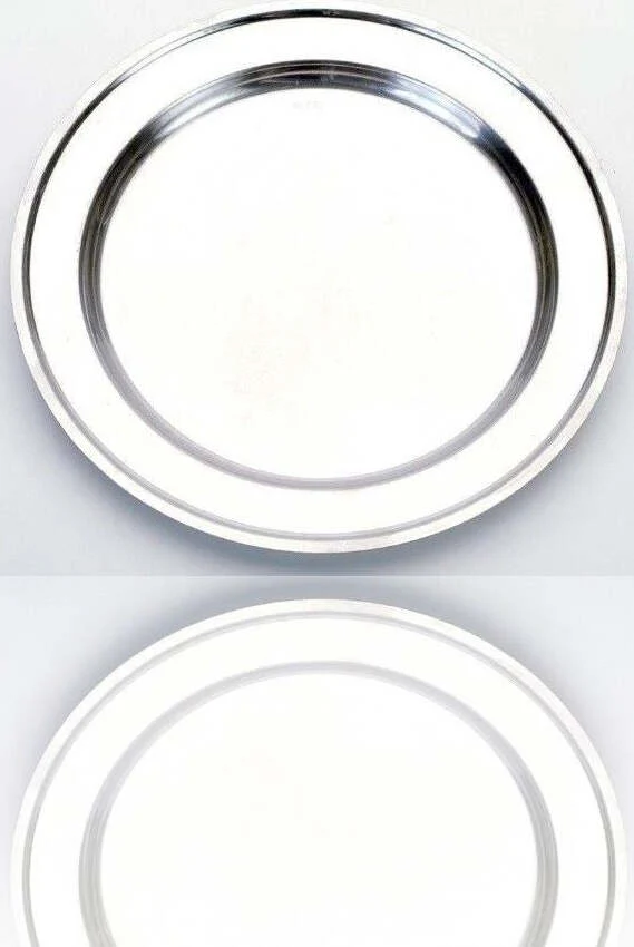 Vassoio Piatto Tondo Acciaio Inox Portata Cucina Diametro 32cm
