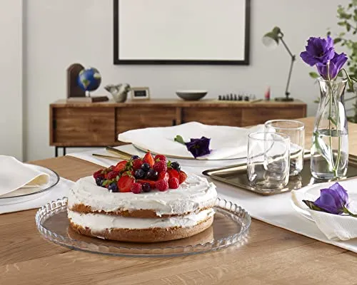 Vassoio da portata vetro trasparente Pasabahce Premium, porta torte dal design unico, piatto da portata,