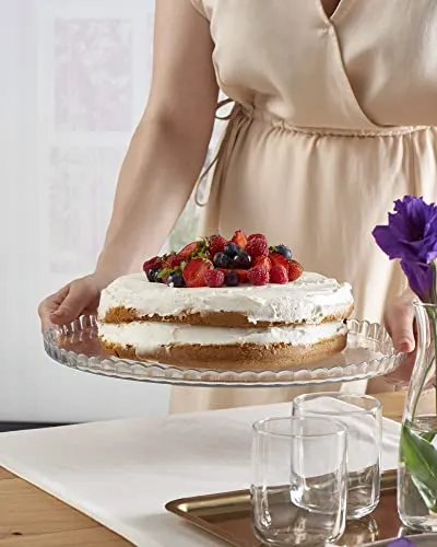 Vassoio da portata vetro trasparente Pasabahce Premium, porta torte dal design unico, piatto da portata,