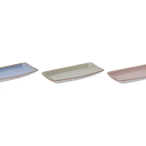 Vassoio rettangolare ceramica toni pastello con lavorazione rilievo, stile scandinavo, linea AD Trend, 3 colori disponibil...