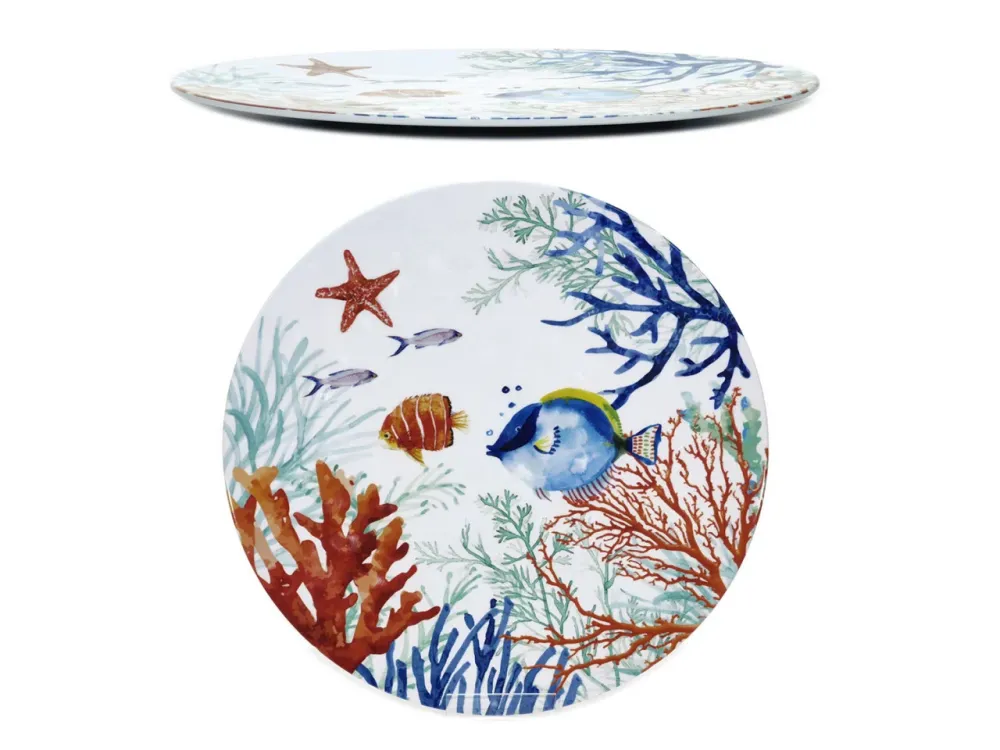 Vassoio tondo melamina multicolor stile marinaro 35 cm- Gusto Casa