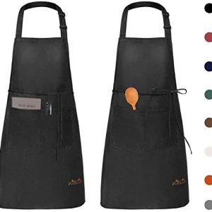 Viedouce 2 Pezzi Grembiule da Cucina Chef,Grembiule Ristorante BBQ Nero