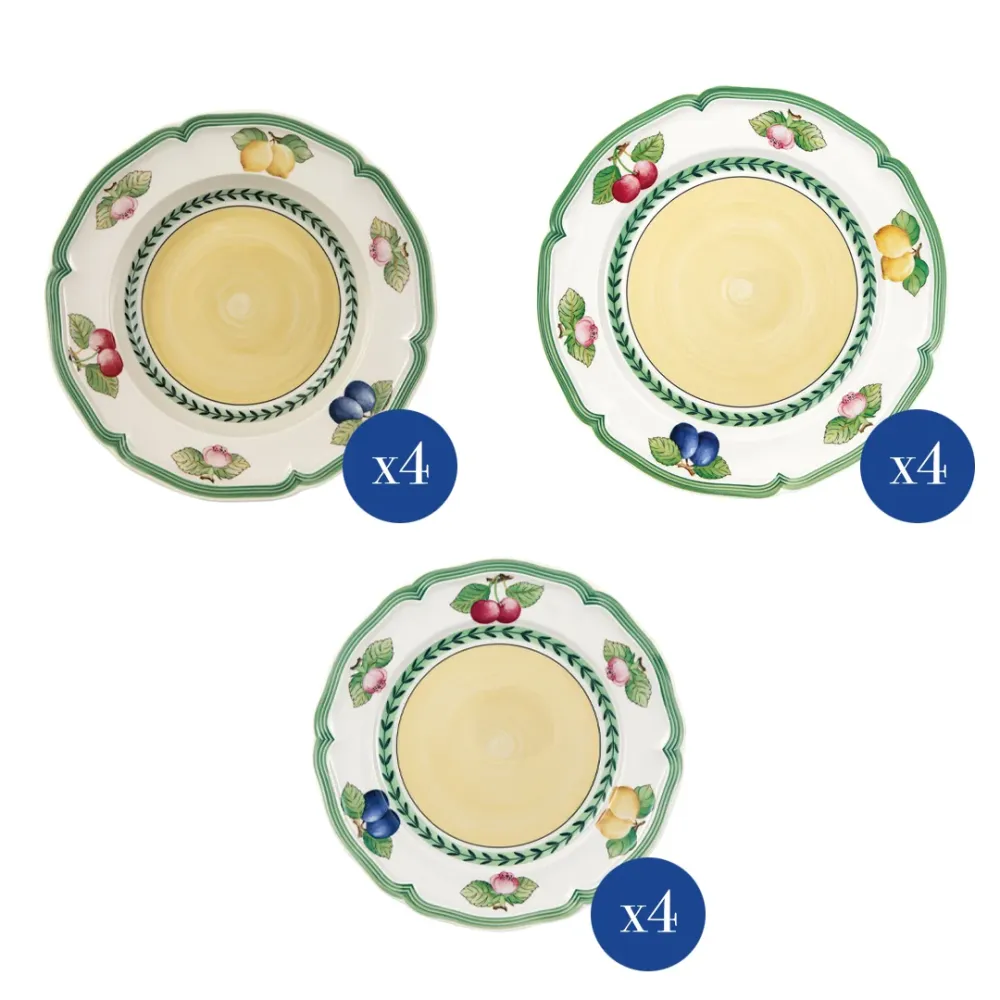 VILLEROY & BOCH - French Garden Set 12 Pezzi Piatti Tavola Piano Fondo Frutta