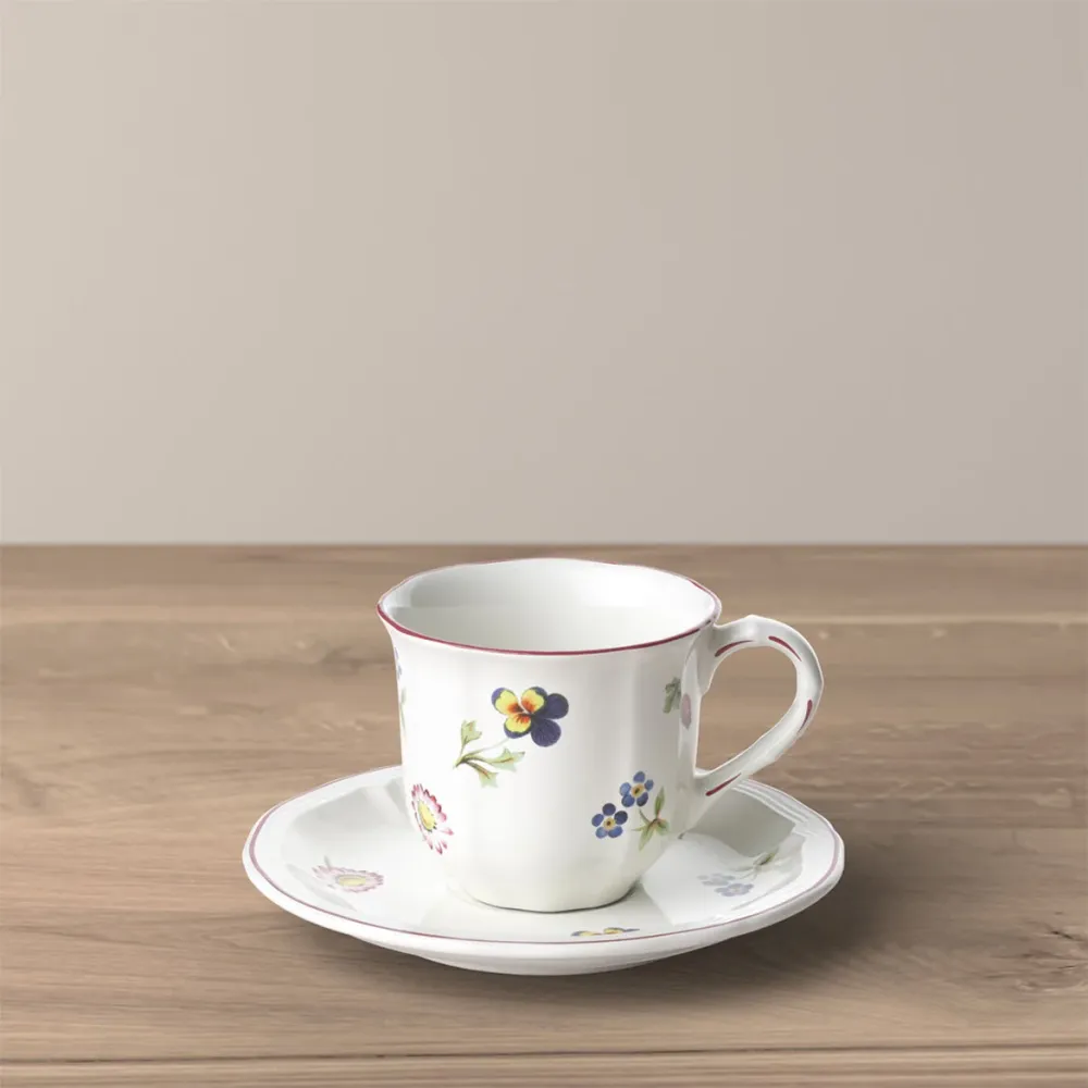 VILLEROY & BOCH Petite Fleur Tazza Caffè Moka Espresso 100ml con Piattino 13cm Porcellana