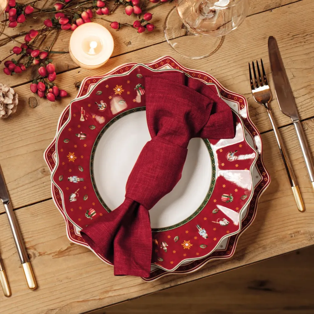 VILLEROY & BOCH Toy's Delight Piatto Piano Rosso 29cm Set 6 Pezzi Tavola Natale