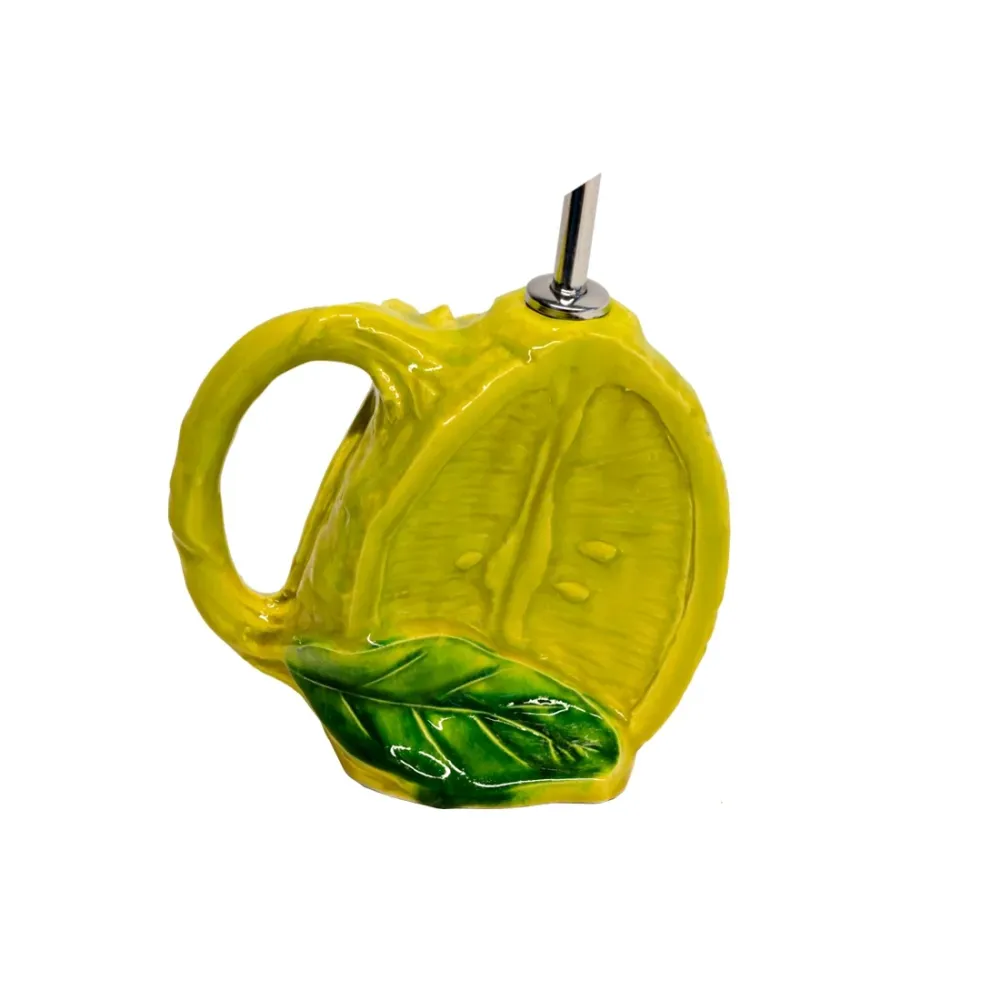 VIRGINIA CASA Ampollina limone con manico AGRUMI ceramica giallo anticato H13 cm