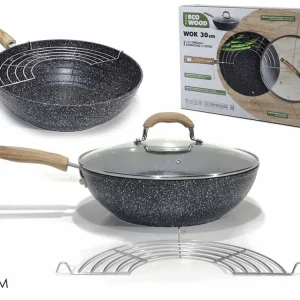 Wok stone eco wood d.30cm con griglia per induzione