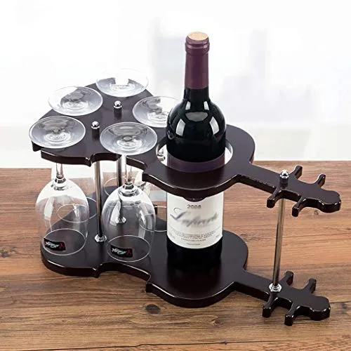 WZHZJ Nuovi scaffali Vino Legno di Sequoia Bar Legno Appeso 5 Tazze Porta Bicchiere Vino Portabottiglie Vino