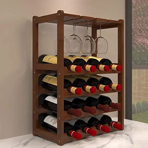 XWZJY Scaffale per Vino da appoggio Scaffale per Esposizione del Vino 2 Livelli con 6 portabicchieri Stelo Lungo Scaffalat...