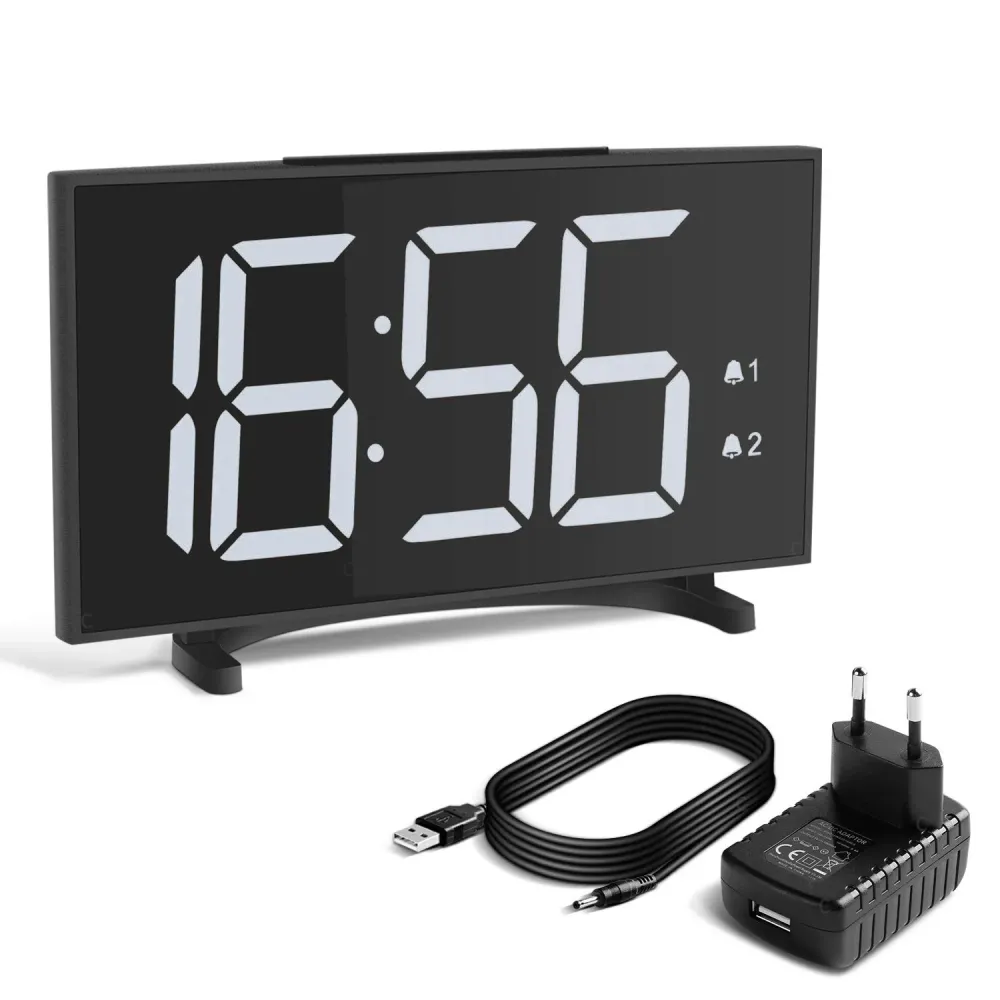 YISSVIC Sveglia Digitale da Comodino 6.5 Pollici Schermo LED 2 Suoni Bianco