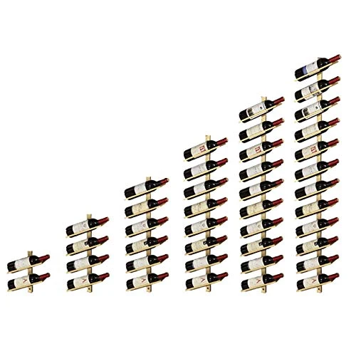YQJ Portabottiglie da Parete Ferro Espandibile per Vino per Bar, Ristorante, Cucina E Armadio,d'oro,6 Bottles