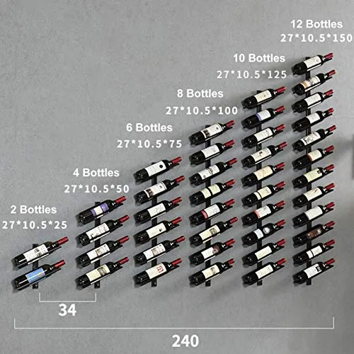 YQJ Portabottiglie da Parete Ferro Espandibile per Vino per Bar, Ristorante, Cucina E Armadio,d'oro,6 Bottles