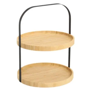 ZELLER etagere bambù metallo nero naturale ø 25x33 cm