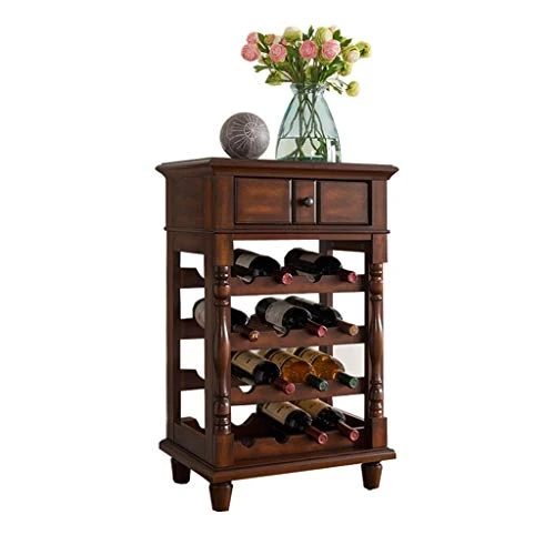 zxb-shop Portabottiglie Scaffale di stoccaggio Vino Legno con armadietto Vino con cassetto (Marrone) Portabottiglie da app...