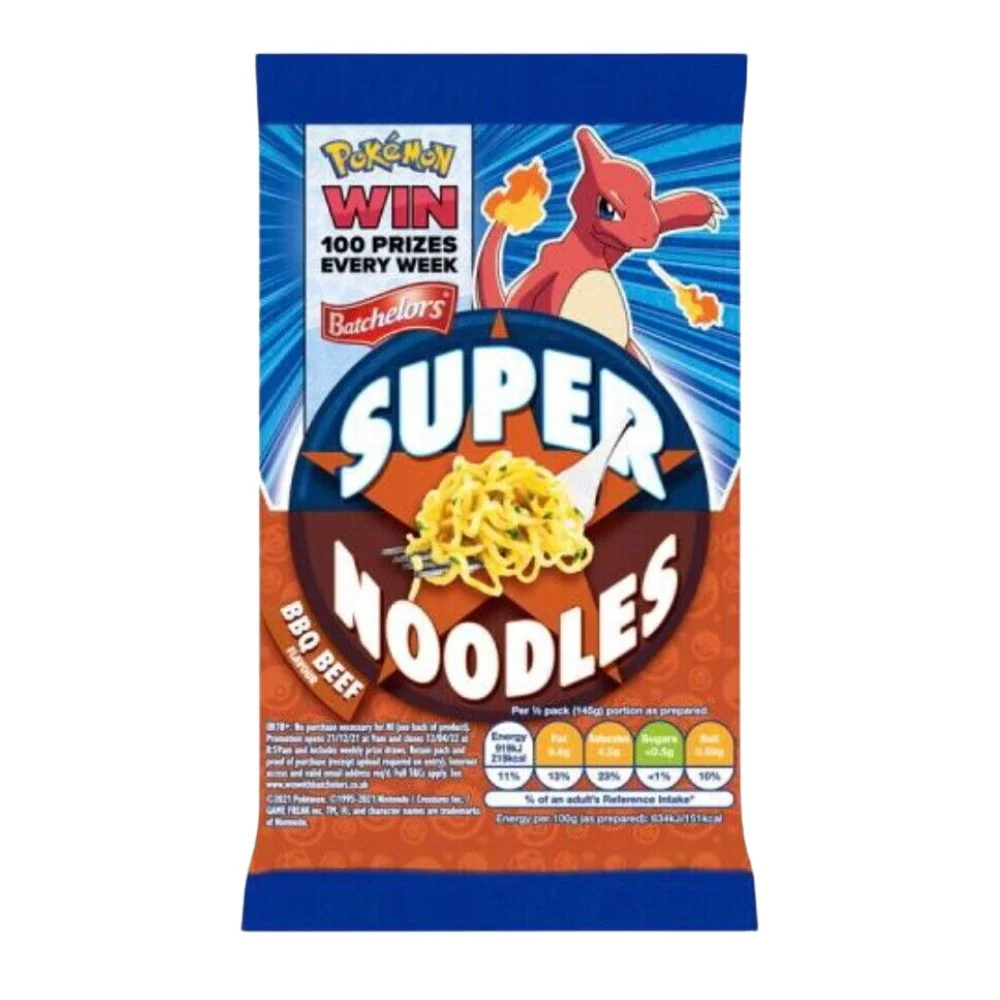 Batchelor Super Noodles BBQ Beef, noodles al sapore di bistecca gligliata da 90g