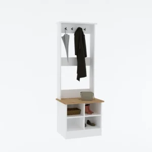 Set scarpiera Saladin H175cm bianco e rovere distinto e set porta menta