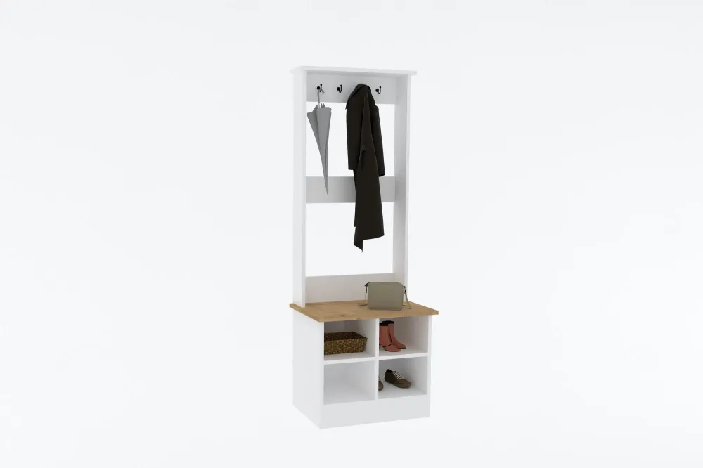 Set scarpiera Saladin H175cm bianco e rovere distinto e set porta menta