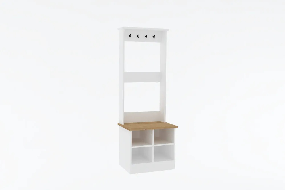 Set scarpiera Saladin H175cm bianco e rovere distinto e set porta menta