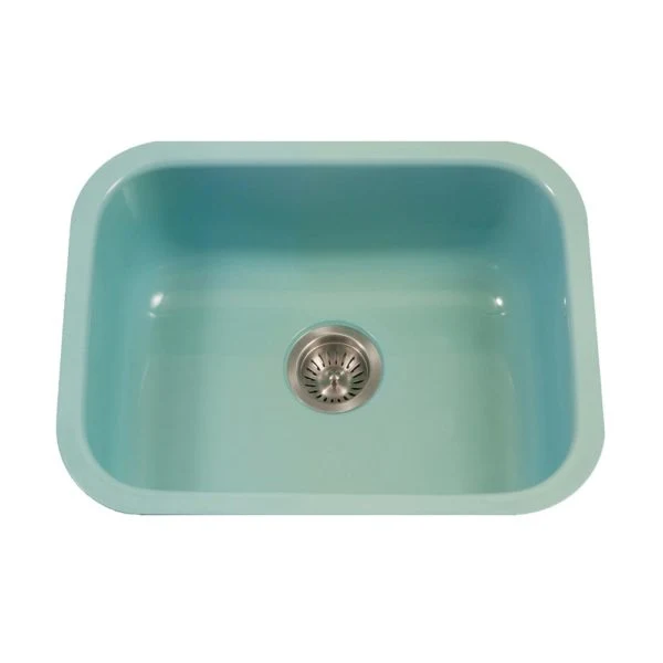 Hamat - CER-2318S-MT - Enamel acciaio Undermount Single Bowl Kitchen Sink, Mint
