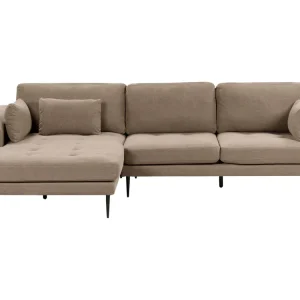 Right Hand Fabric Corner Sofa Light Brown FLAM