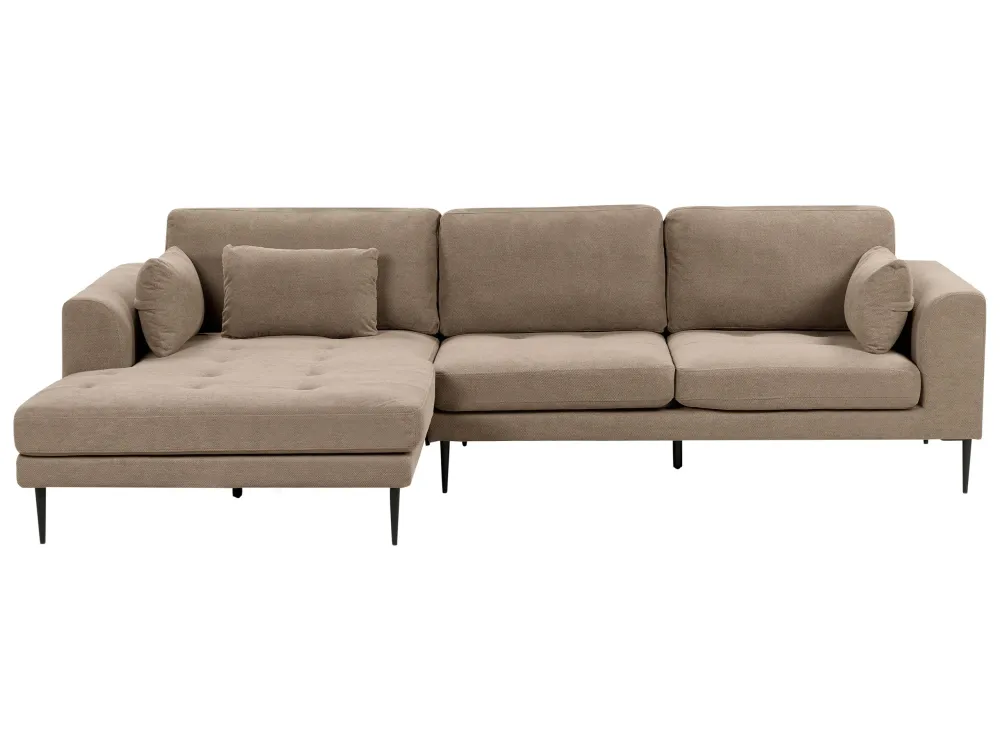 Right Hand Fabric Corner Sofa Light Brown FLAM