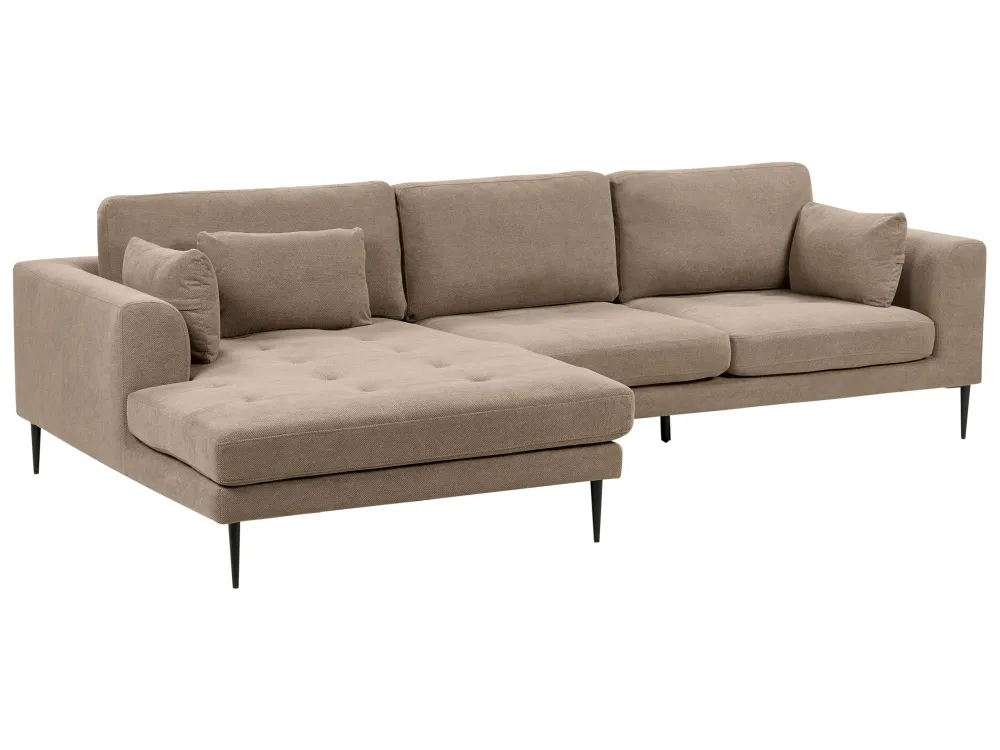 Right Hand Fabric Corner Sofa Light Brown FLAM