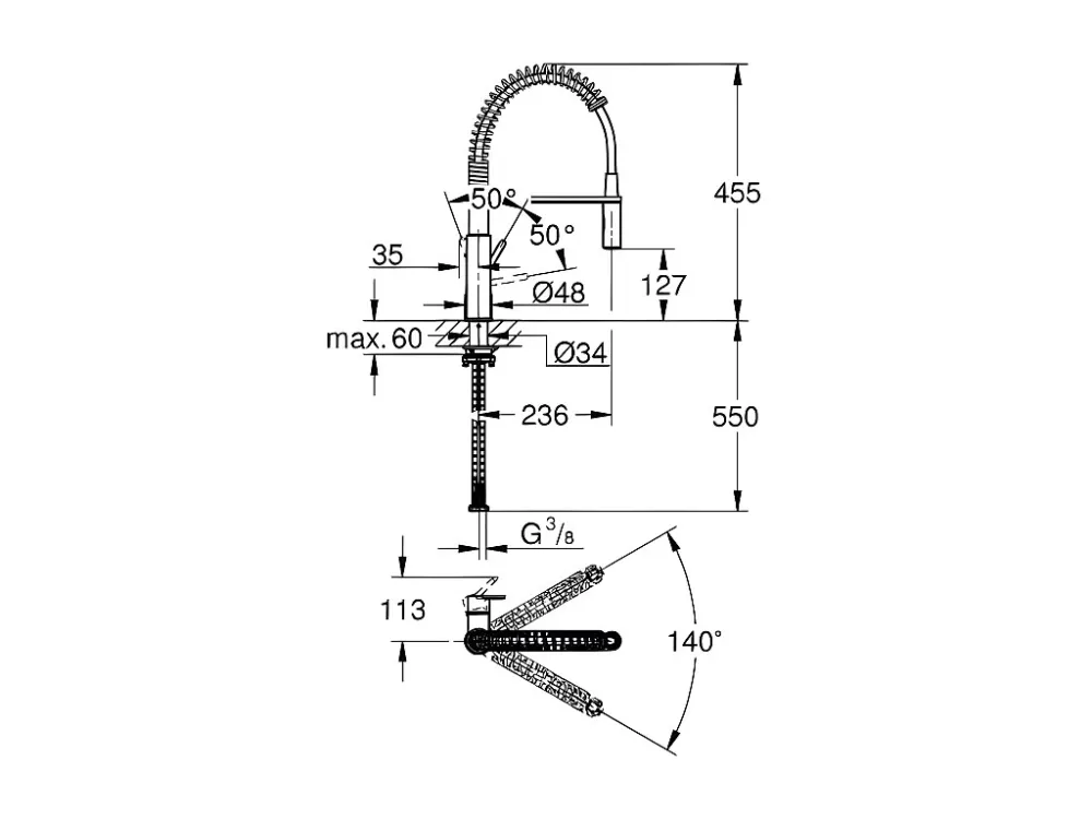 Robinet évier de cuisine Get, mitigeur monocommande 2 jets, robinet avec douchette extractible professionnelle, 303610