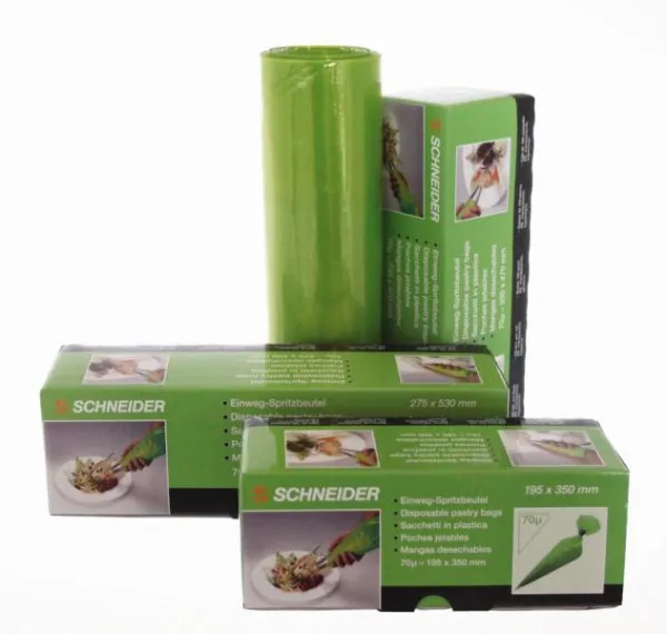 Sac à poche Schneider EW ECO punta chiusa 470 x 230 mm arrotolata 70 µ colore verde confezione: 100 pezzi/scatola 391810