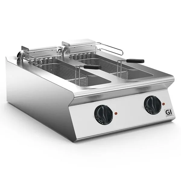 Friggitrice elettrica Gastro-Inox 700 "High Performance" 10+10 litri 60cm modello da tavolo con elemento...