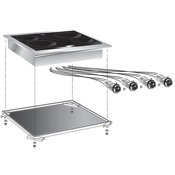 Piano cottura elettrico drop- vetroceramica Gastro-Inox con 4 zone cottura 60cm 160.511