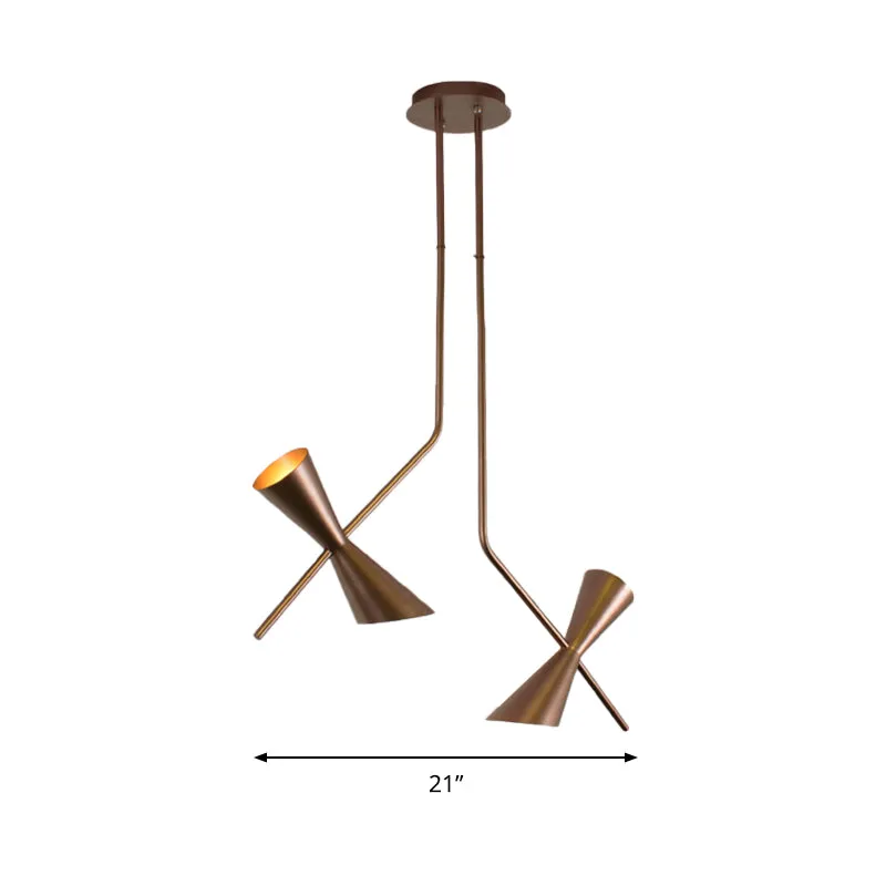 Lampadario con paralume clessidra metallo, isola della cucina, lampada sospensione contemporanea 4/6 luci bronzo