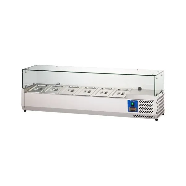 Raffredda pizza acciaio inossidabile Stalgast con copertura vetro 6x GN 1/4 collezione Starline KT4564140