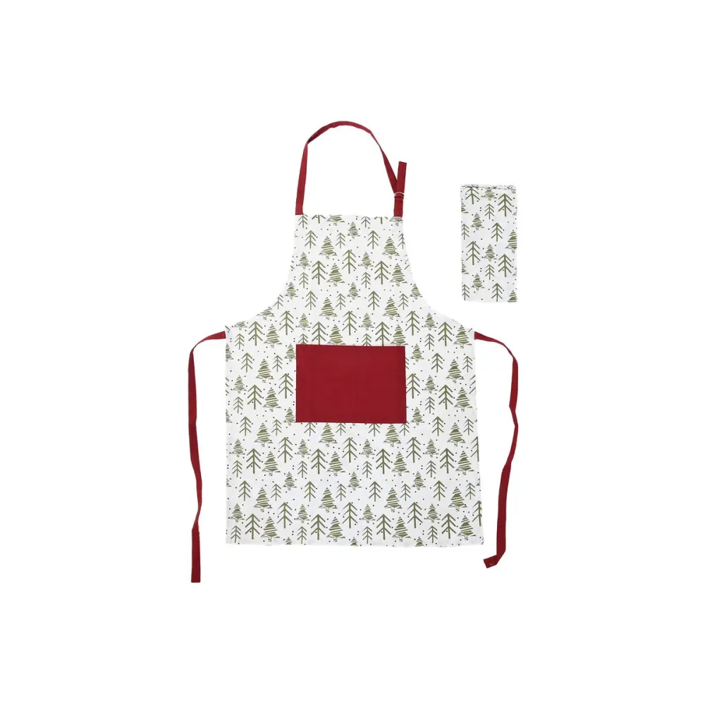 Grembiule Home ESPRIT Bianco Rosso Verde Crema 60 x 0,2 x 80 cm (2 Unità) per Festività
