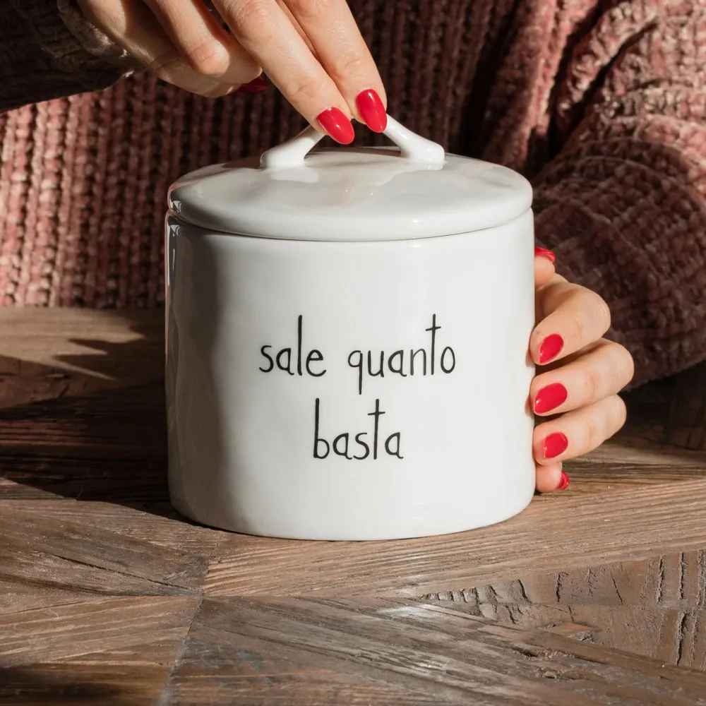 Barattolo Scritta: Sale quanto basta gres
