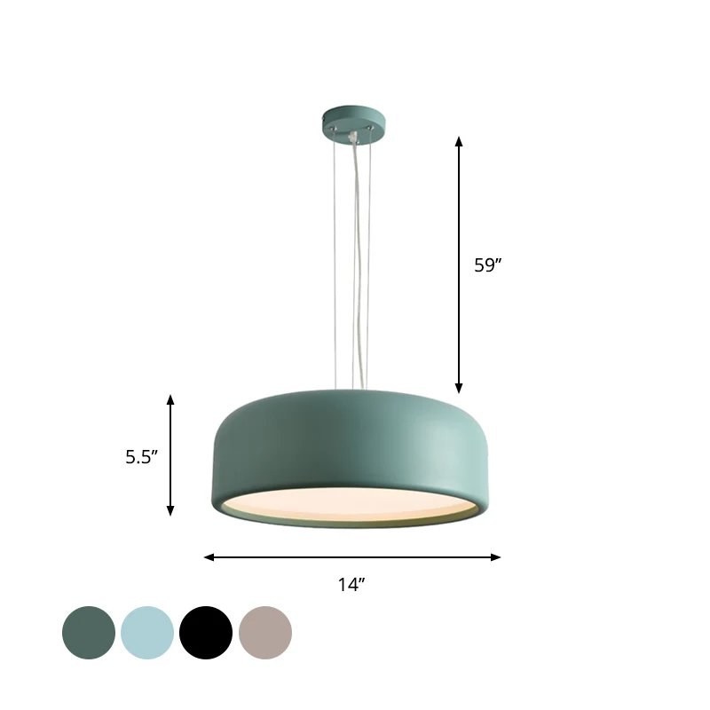 Lampadario da soffitto con paralume tamburo kaki/nero, stile macaron, lampada metallica 1 lampadina per ristorante, larghe...
