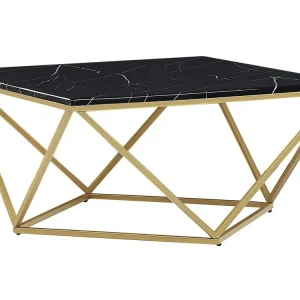 Marble Effect Coffee Table Nero notte Gold MALIBU