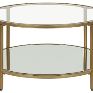 Tavolino da caffè vetro e oro ⌀ 70 cm BIRNEY con Sistema Antigoccia