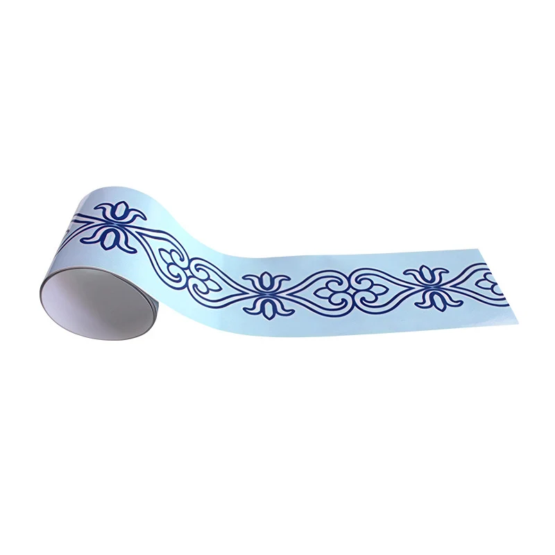 Carta da parati con stampa floreale retrò, blu e bianca, pratico da staccare, decorazione da parete per cucina