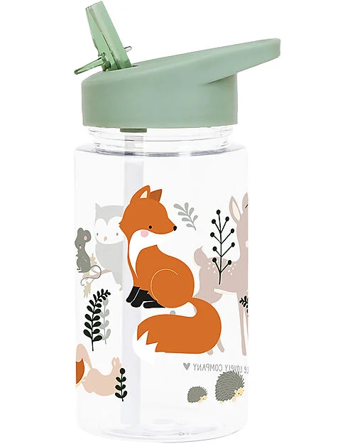 Borraccia con Cannuccia 450 ml - Amici della Foresta - Senza BPA! Little Lovely Company