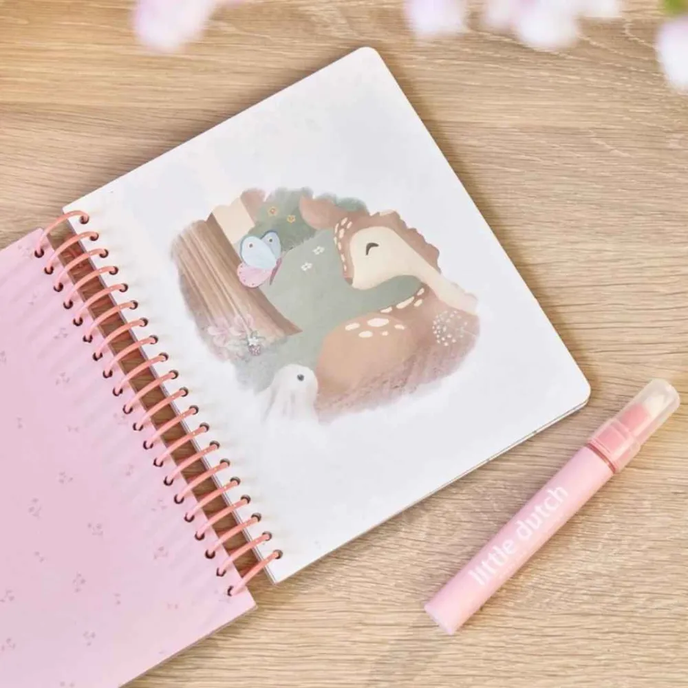 Little Dutch® Libro magico da colorare ad acqua Rosa Fairy Garden