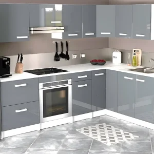 Acciaio Inossidabile Cucina completa ad angolo 11 elementi portaoggetti 416 cm Grigio e Bianco TRATTORIA
