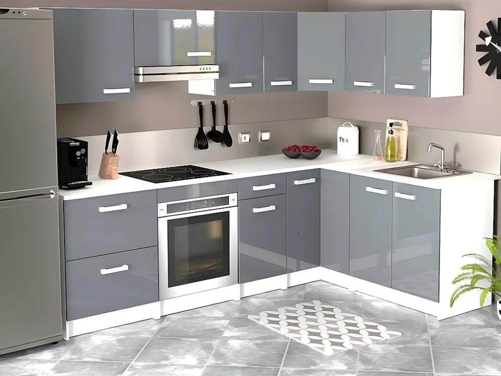Acciaio Inossidabile Cucina completa ad angolo 11 elementi portaoggetti 416 cm Grigio e Bianco TRATTORIA