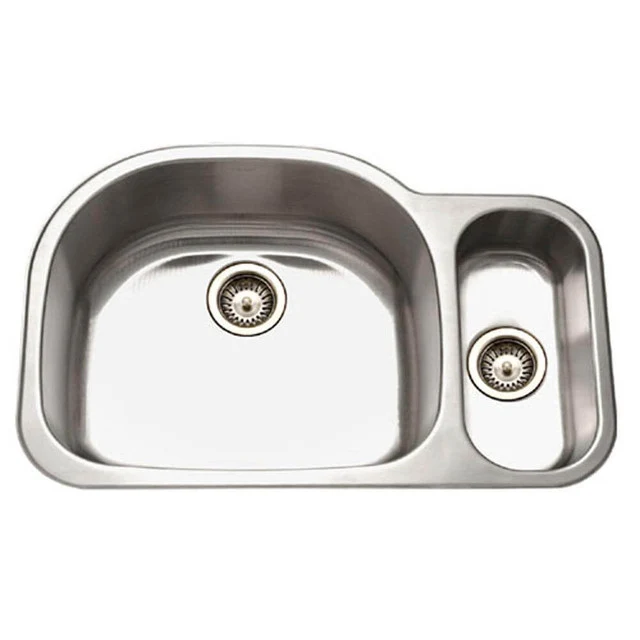 Houzer Medallion Series 32" Inox Steel Undermount 80/20 Double Bowl Kitchen Sink Strainer