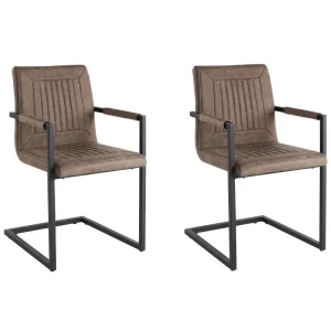 Set 2 Faux pelle Dining Chairs Brown BRANDOL