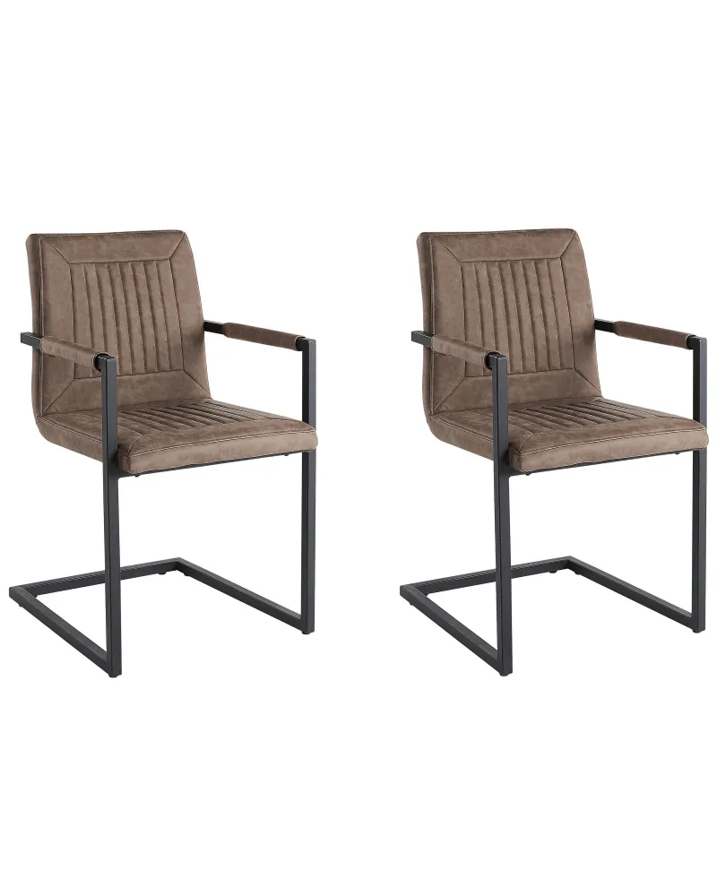 Set 2 Faux pelle Dining Chairs Brown BRANDOL