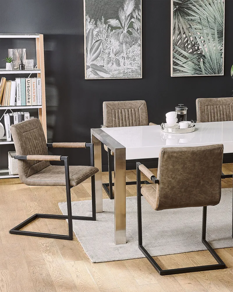 Set 2 Faux pelle Dining Chairs Brown BRANDOL