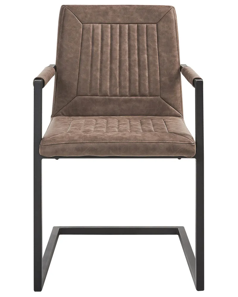 Set 2 Faux pelle Dining Chairs Brown BRANDOL