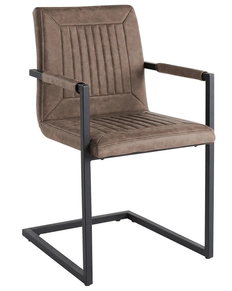 Set 2 Faux pelle Dining Chairs Brown BRANDOL