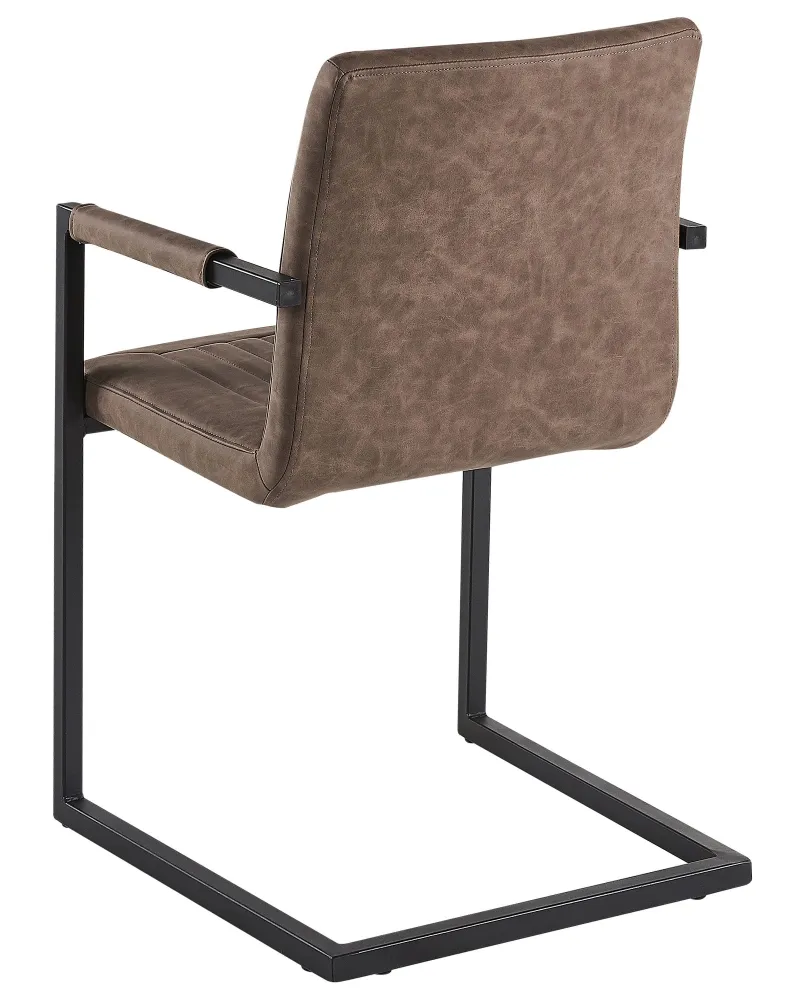 Set 2 Faux pelle Dining Chairs Brown BRANDOL